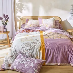 Becquet Housse de couette double face en coton POETIQUE à motifs fleuris violet pas cher