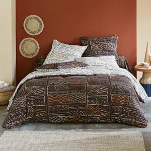 Becquet Housse de couette double face en coton TISSAGE motif africain, marron pas cher