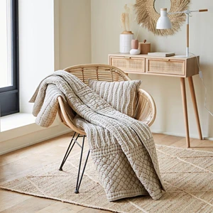 Becquet Plaid en Coton Gris GUILLAUME pas cher