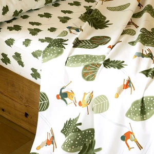 Becquet Drap plat motif sports d'hiver vert DR. ENNEIGES pas cher