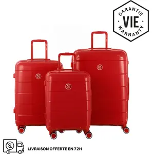 GYLBAG SET DE 3 VALISES RIGIDES Red CH3 (TAILLES S, M, L) pas cher