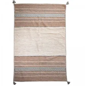 Comparateur de prix : JADOREL Tapis salon, kilim tissé main en coton, motif ethnique, beige 160x230