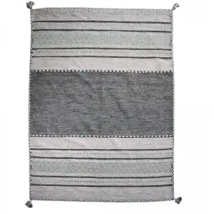 Comparateur de prix : JADOREL Tapis d'entrée, kilim tissé main en coton, motif ethnique, gris 80x150