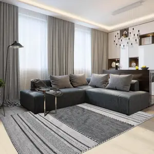 Comparateur de prix : Tapis salon, kilim tissé main en coton, motif ethnique, gris 160x230