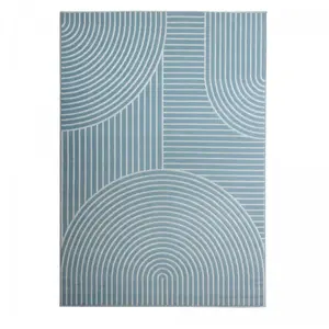 JADOREL Tapis salon 200x290 tissé bleu rectangle motif géométrique arcrol