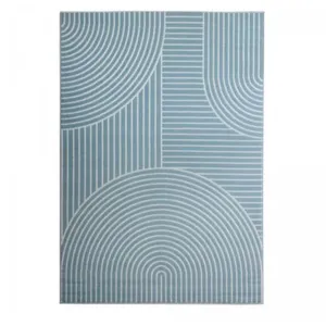 JADOREL Tapis salon 120x170 tissé bleu rectangle motif géométrique arcrol pas cher