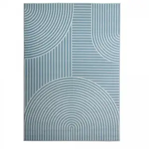 Comparateur de prix : JADOREL Tapis salon tissé motif géométrique contemporain, bleu 160x225