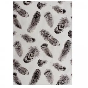 UNAMOURDETAPIS Tapis salon 200x280 plumes gris , tapis en coton pas cher