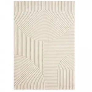 Comparateur de prix : DEZENCO Tapis salon et chambre 80x150 crème rectangle tissé motif simple cernan
