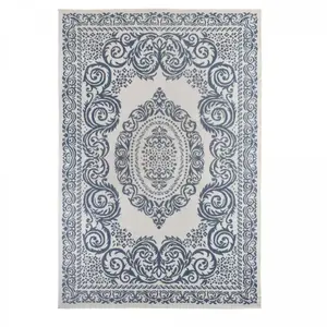 Comparateur de prix : Dezenco - Tapis extérieur, kilim reversible EX1 bori 120x170 bleu et blanc