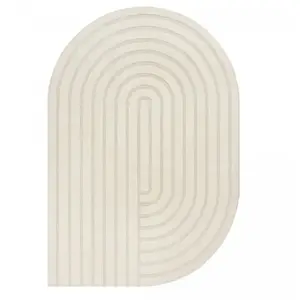 Tapis salon, forme original, motif moderne ton sur ton, crème 200x290 pas cher
