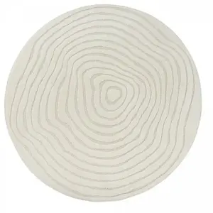 UNAMOURDETAPIS Tapis rond SPIRATRI   200 cm Crème Tapis facile d'entretien idéal pour le salon