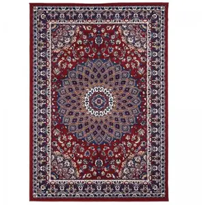 UNAMOURDETAPIS Tapis oriental 240x330 crème et rouge rectangle motif ethnique AF1 rosor