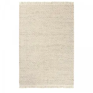 Brink & Campman Tapis kilim tissé en laine motif géométrique, ecru 160x230 pas cher