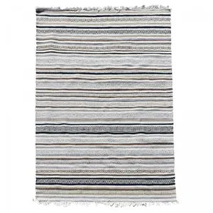 IMPALO Tapis kilim tissé main en laine motif géométrique, beige 160x230 pas cher