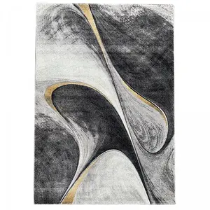 UNAMOURDETAPIS Tapis salon et chambre 280x380 jaune et gris rectangle tissé motif géométrique madila pas cher