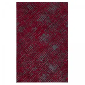 JADOREL Tapis salon tissé motif déstructuré géométrique en 3D rouge 150x230 pas cher