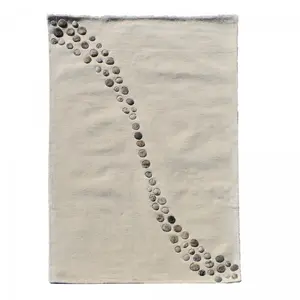 Comparateur de prix : tapis salon 200x290 fait à la main en laine beige et gris motif simple