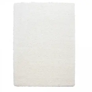 JADOREL Tapis poils longs shaggy doux et soyeux tissé motif uni, crème 200x290