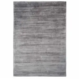 Tapis salon tissé à la main en viscose motif uni soyeux, noir 200x300