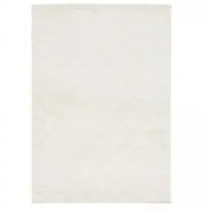UNAMOURDETAPIS Tapis salon et chambre 160x230 blanc cassé rectangle tissé motif faux uni nafo 1