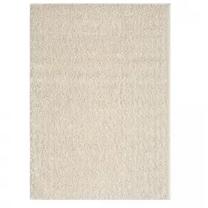 Tapis shaggy 280x370 rectangle tissé crème motif uni LYN4 UNILA pas cher