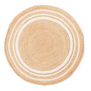 Tapis rond Ø160cm fait main en jute motif uni pour salle à manger JUDA TU