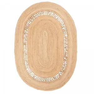 Tapis en jute tissé main idéal comme tapis de chambre, beige 120x170 pas cher