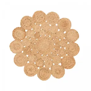 Tapis rond Ø120cm fait main en jute motif rond pour salon WOOD pas cher