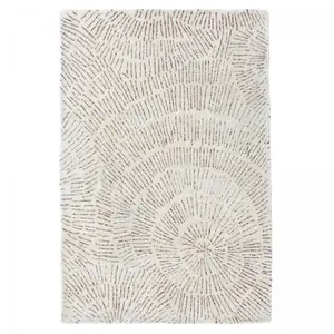 Comparateur de prix : Tapis salon tufté main en laine haute qualité motif fleur écru 120x170