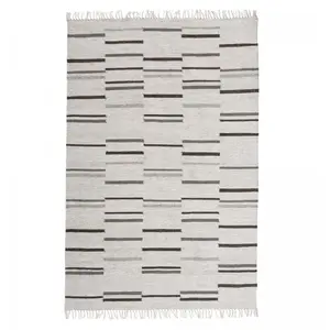 Tapis kilim tissé main en laine motif géométrique, gris 120x170 pas cher