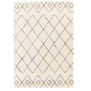 UNAMOURDETAPIS Tapis shaggy 200x290 crème tissé rectangle motif abstrait amore 8