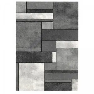 UNAMOURDETAPIS Tapis open space 200x290 tissé gris rectangle motif géométrique geome pas cher