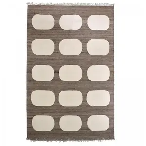 Grand tapis salon kilim tissé main en laine, beige et marron 250x350