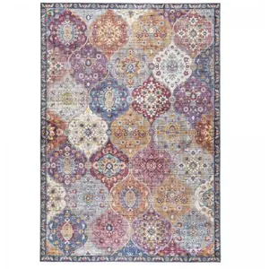 UNAMOURDETAPIS Tapis d'orient très fin motif oriental imprimé, multicolore 160x230 pas cher