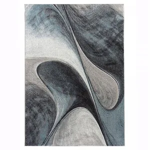 UNAMOURDETAPIS Tapis grand salon tissé motif géométrique doux et soyeux, bleu 240x340