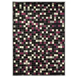UNAMOURDETAPIS Tapis salon et chambre 80x150 fuchsia rectangle tissé motif géométrique AF1 picasler