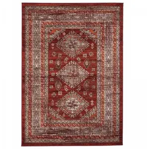 Tapis d'orient motif ethnique, idéal pour une chambre, rouge 160x230 pas cher