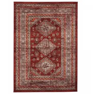 Comparateur de prix : UNAMOURDETAPIS Tapis dorient motif ethnique, idéal pour une cuisine, rouge 120x170"