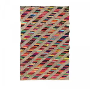 IMPALO Tapis en jute 200x290 fait à la main multicolore COMU 200 x 290 cm