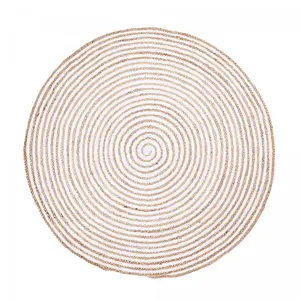 Comparateur de prix : Tapis rond tissé main en jute idéal pour un salon, blanc ø100cm