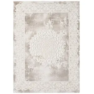 Comparateur de prix : UNAMOURDETAPIS Tapis oriental 120x160 rectangle beige tissé motif ancestral balrod