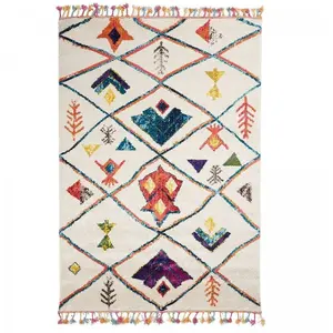 Comparateur de prix : Unamourdetapis - Tapis berbère motifs tribaux 200x290 blanc berbal c
