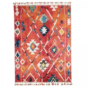 Comparateur de prix : UNAMOURDETAPIS Tapis berbère motifs tribaux 160x230 bleu et jaune berbal b