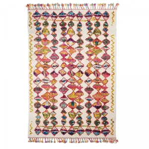 Comparateur de prix : UNAMOURDETAPIS Tapis berbère motif ethnique, idéal pour une entrée, multicolore 40x60