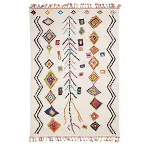 UNAMOURDETAPIS Tapis berbère motif ethnique, idéal pour un salon, multicolore 120x170