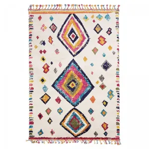 Comparateur de prix : UNAMOURDETAPIS Tapis berbère motif ethnic, idéal pour une entrée, multicolore 40x60