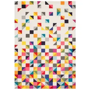 Comparateur de prix : UNAMOURDETAPIS Tapis carré motif géométrique idéal pour un salon, multicolore 160x160