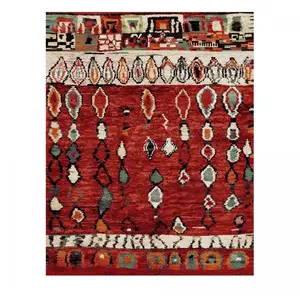 Unamourdetapis - Tapis berbère motifs tribaux 140x200 rouge moroco pas cher
