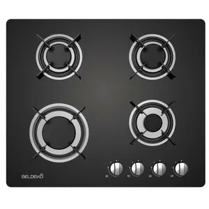 Comparateur de prix : BELDEKO - plaque de cuisson gaz 4 feux verre noir - 7500w - grille fonte
